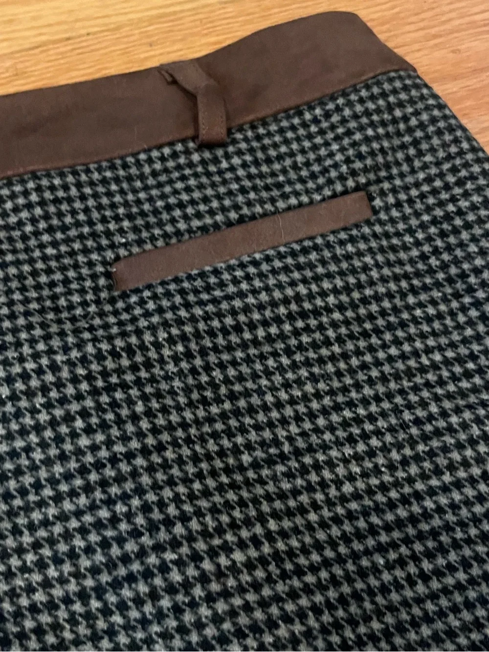 Catherine Malandrino Houndstooth Mini Skirt Brown Trim Size 8